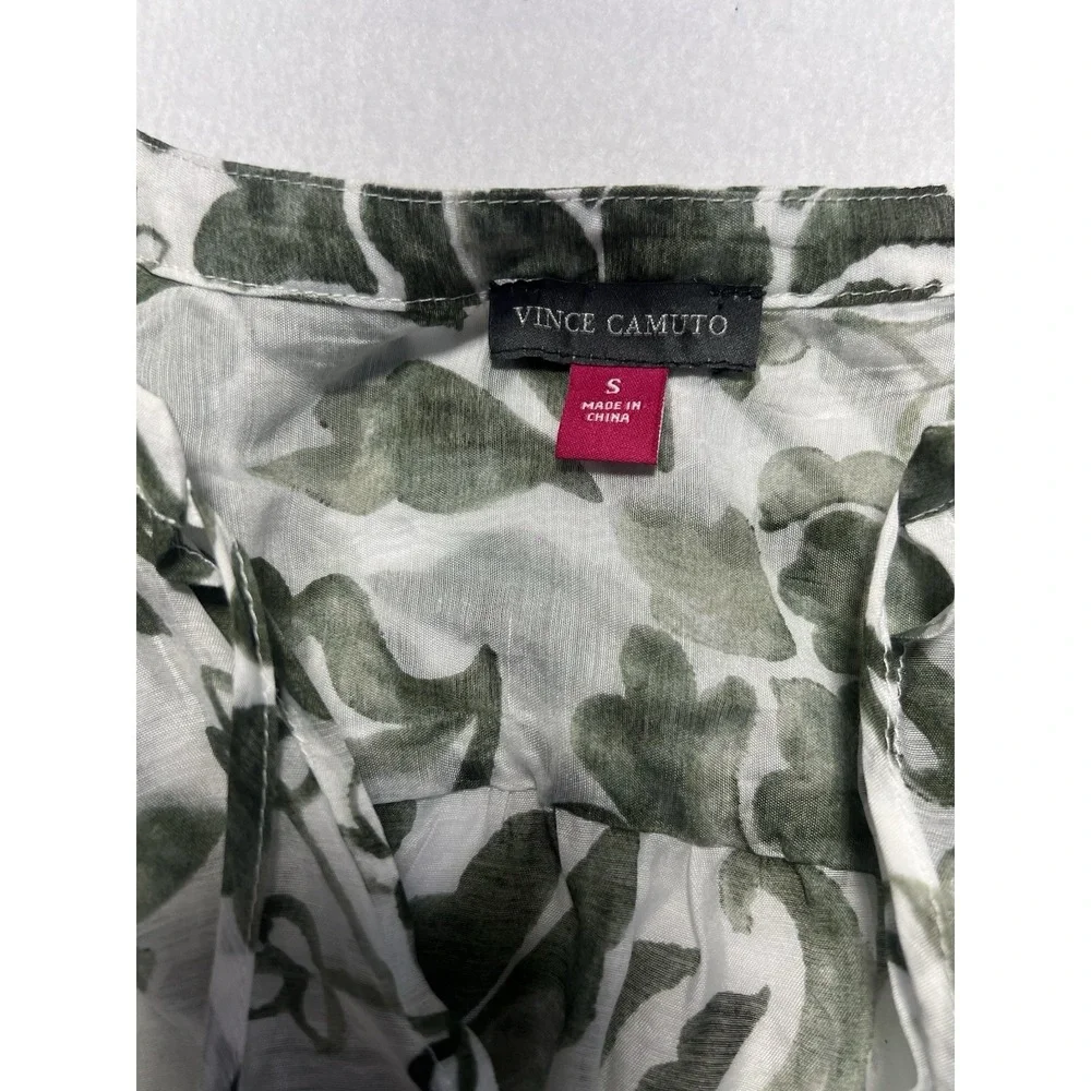 Vince Camuto Women's Transparent Blouse White And Green Floral, Sz S, Oversized - Picture 3 of 8